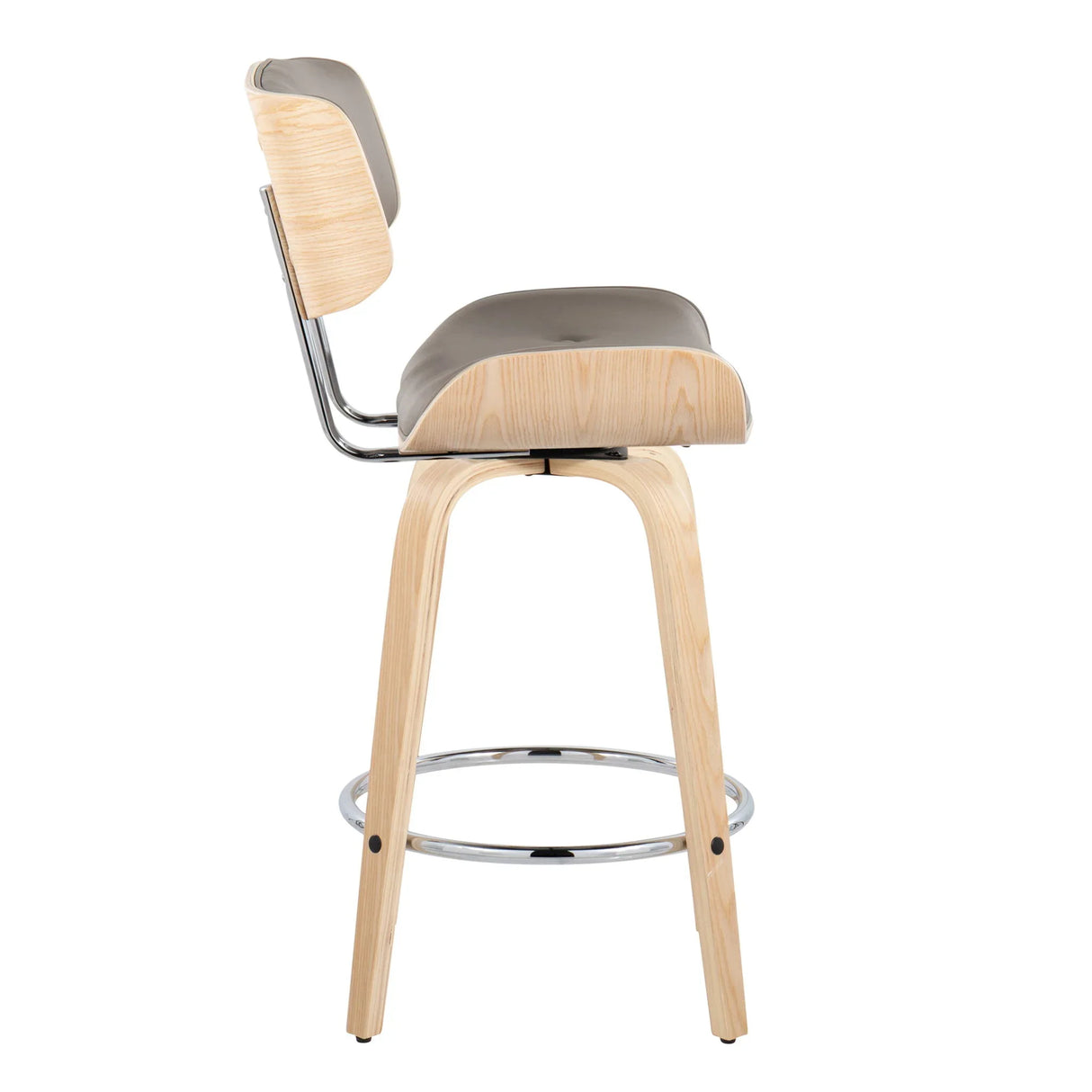 Lombardi - Mid Century Modern Fixed Height Counter Stool With Swivel With Round Footrest (Set of 2) - Furniture Home Direct