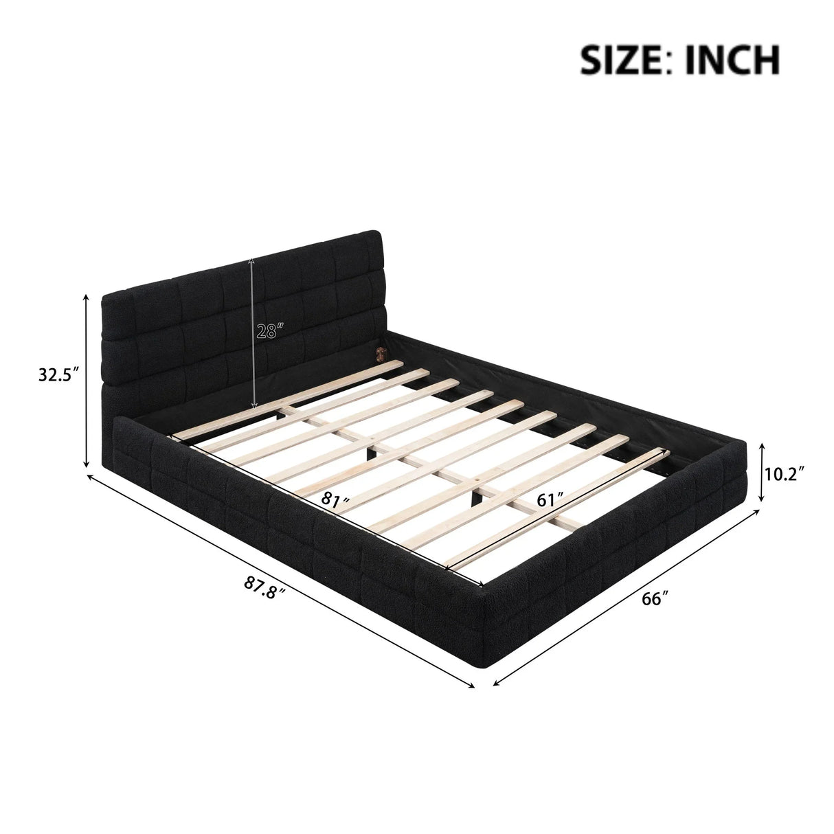 Upholstered Platform Bed With Headboard - Furniture Home Direct
