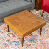 Mark - Tufted Square Genuine Leather Upholstered Ottoman - Furniture Home Direct