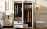 Wardrobe With Drawers And Hanging Rod Solid Wood White - Furniture Home Direct