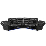 Sectional Sofa Manual Reclining With LED Light Strips Black - Furniture Home Direct