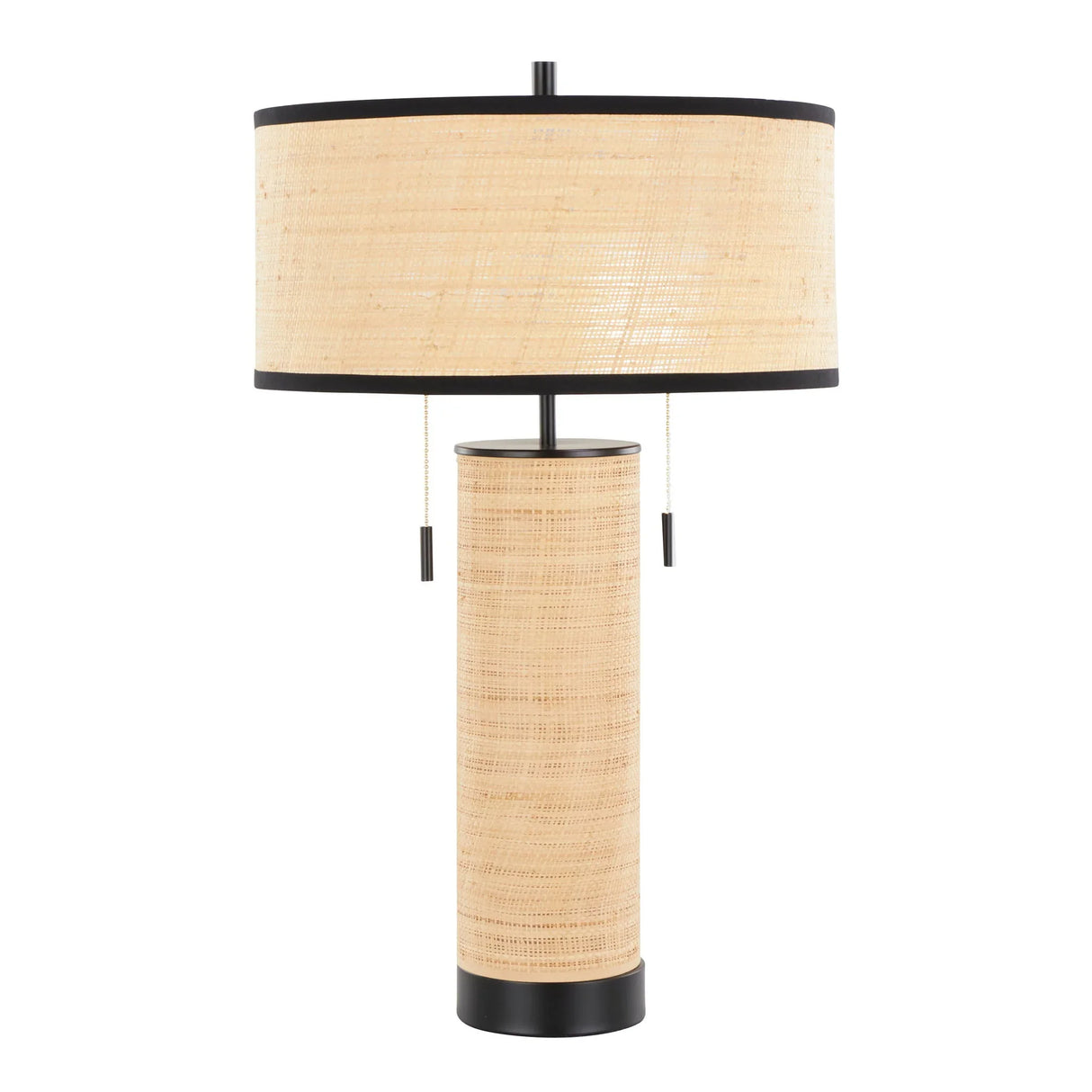Cylinder - Rattan Contemporary Rattan Table Lamp - Furniture Home Direct