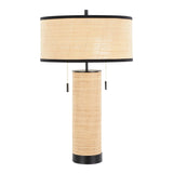 Cylinder - Rattan Contemporary Rattan Table Lamp - Furniture Home Direct
