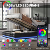 Queen Platform Bed Tufted Upholstered Storage Led Black - Furniture Home Direct