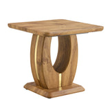 End Table Square Wood Grain With Curved Base Walnut - Furniture Home Direct
