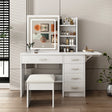 Vanity Desk With LED Mirror and Storage Drawers White - Furniture Home Direct