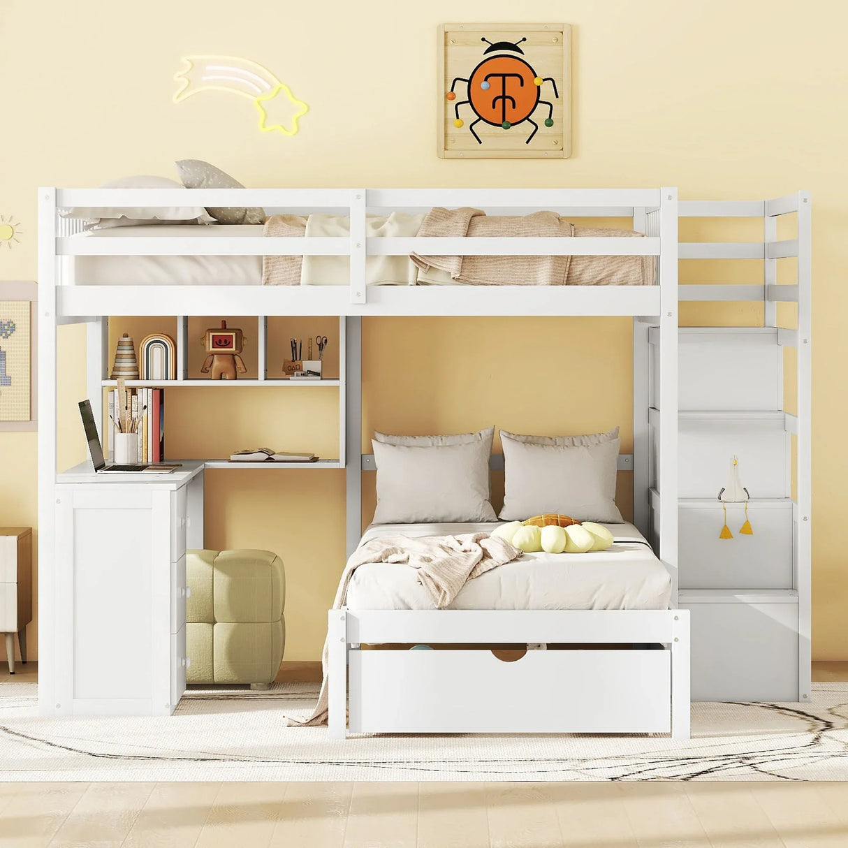 Bunk Bed With Desk, Drawers And Shelves - Furniture Home Direct