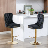 Bar Stools Velvet Upholstered Swivel With Backs Black - Furniture Home Direct