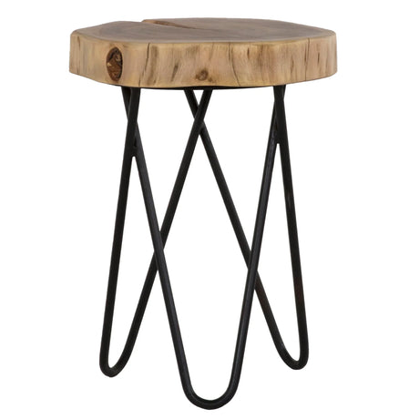 Rustic Accent Round Table With Iron Hairpin Legs - Furniture Home Direct