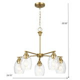 Elegance 5 Lights Linear Arms With Chain Chandelier - Clear / Gold - Furniture Home Direct