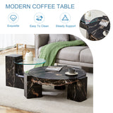 Detachable Double-Decker Black Patterned Coffee Table - Furniture Home Direct