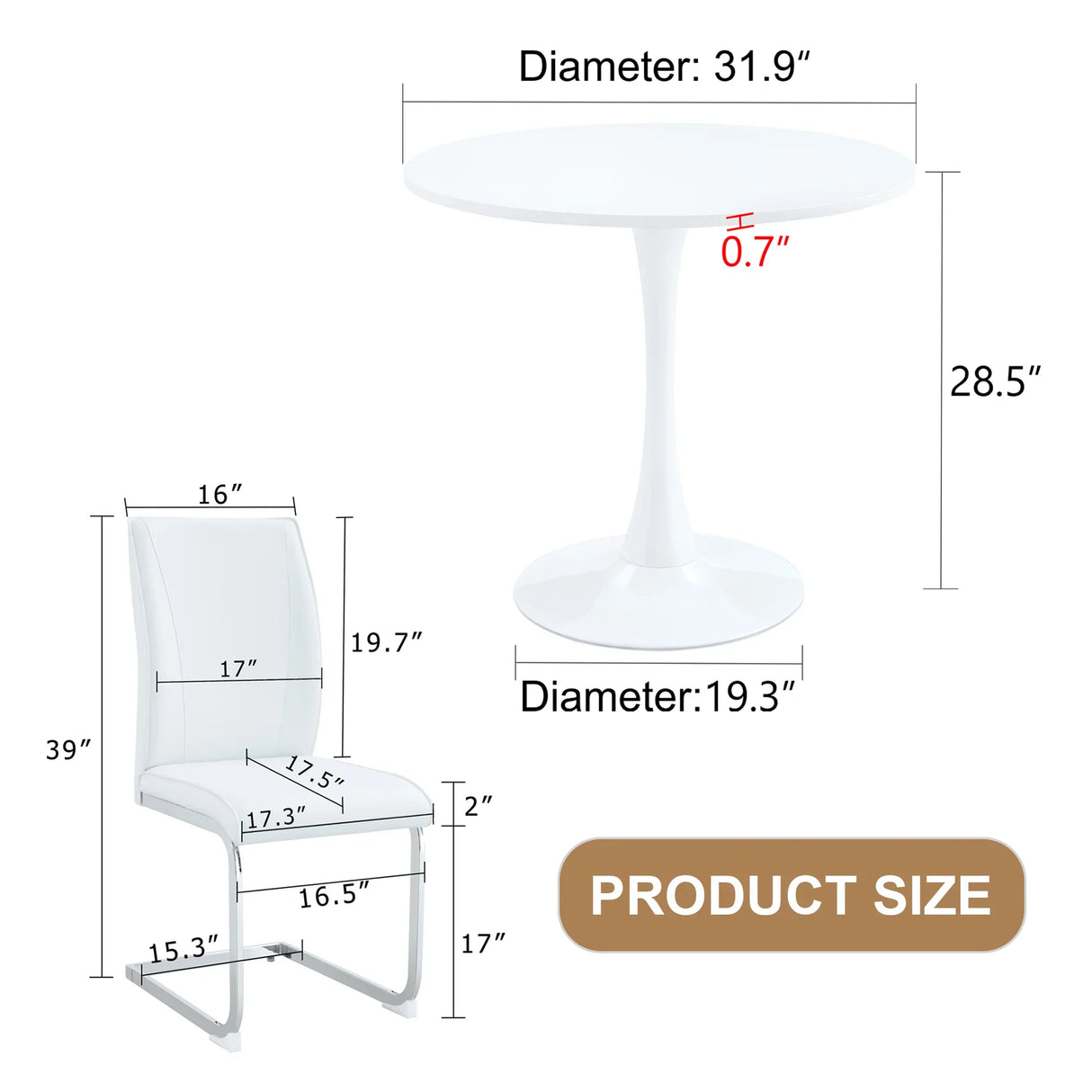 Dining Set Modern Round Table with Four Chairs White - Furniture Home Direct