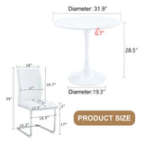 Dining Set Modern Round Table with Four Chairs White - Furniture Home Direct