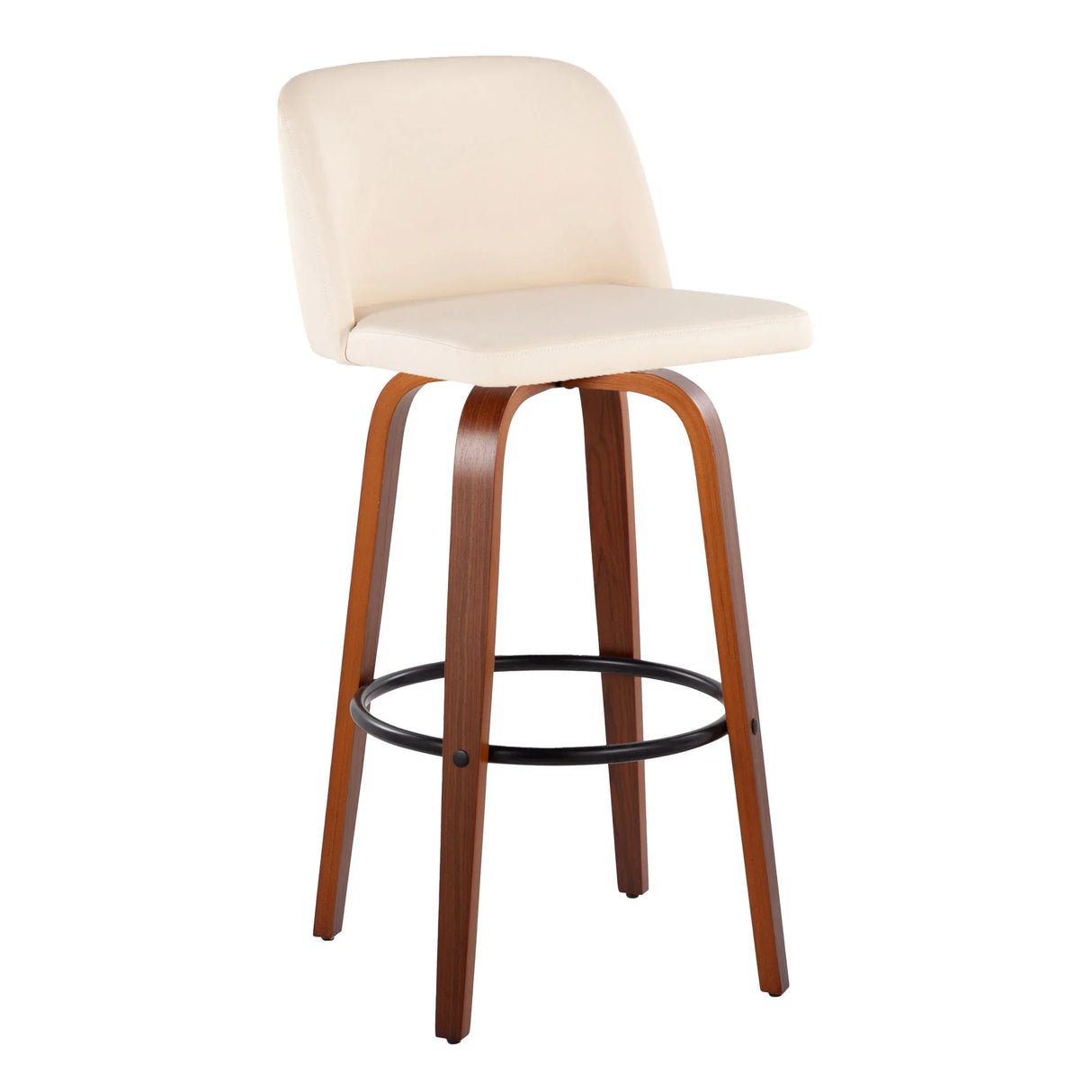 Toriano - Mid Century Modern Fixed Height Barstool Swivel And Round Footrest (Set of 2) - Furniture Home Direct