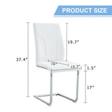 Dining Chairs Set Contemporary PU Upholstered Chrome White - Furniture Home Direct