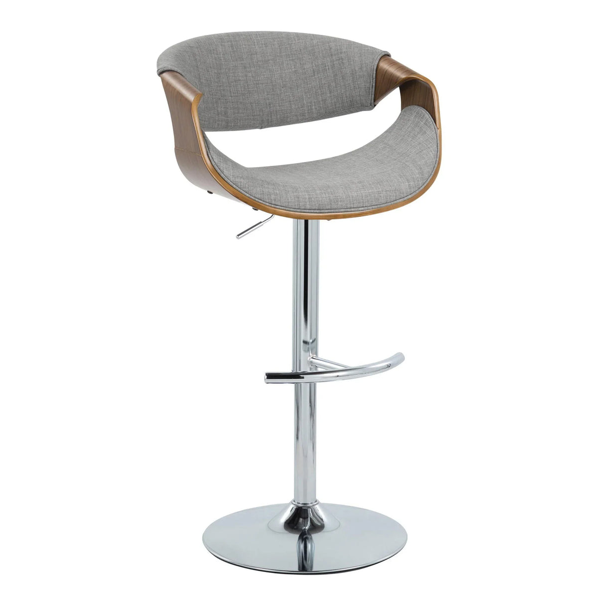Curvo - Mid Century Modern Adjustable Barstool With Swivel With Rounded T Footrest (Set of 2) - Furniture Home Direct