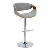 Curvo - Mid Century Modern Adjustable Barstool With Swivel With Rounded T Footrest (Set of 2) - Furniture Home Direct