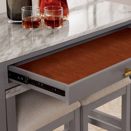 Counter Height Dining Table Drawer and Stools Light Gray - Furniture Home Direct