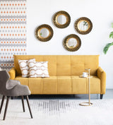 Round Wall Mirror With Metal Frame, Mid Century Modern Accent Mirror For Living Room - Gold - Furniture Home Direct