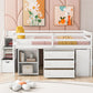 Loft Bed With Retractable Writing Desk And 3 Drawers With Storage Stairs And Shelves - Furniture Home Direct