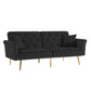 Velvet Tufted Sofa Couch With 2 Pillows And Nailhead Trim - Furniture Home Direct