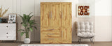 Wardrobe Armoire with Four Doors and Three Drawers Natural - Furniture Home Direct