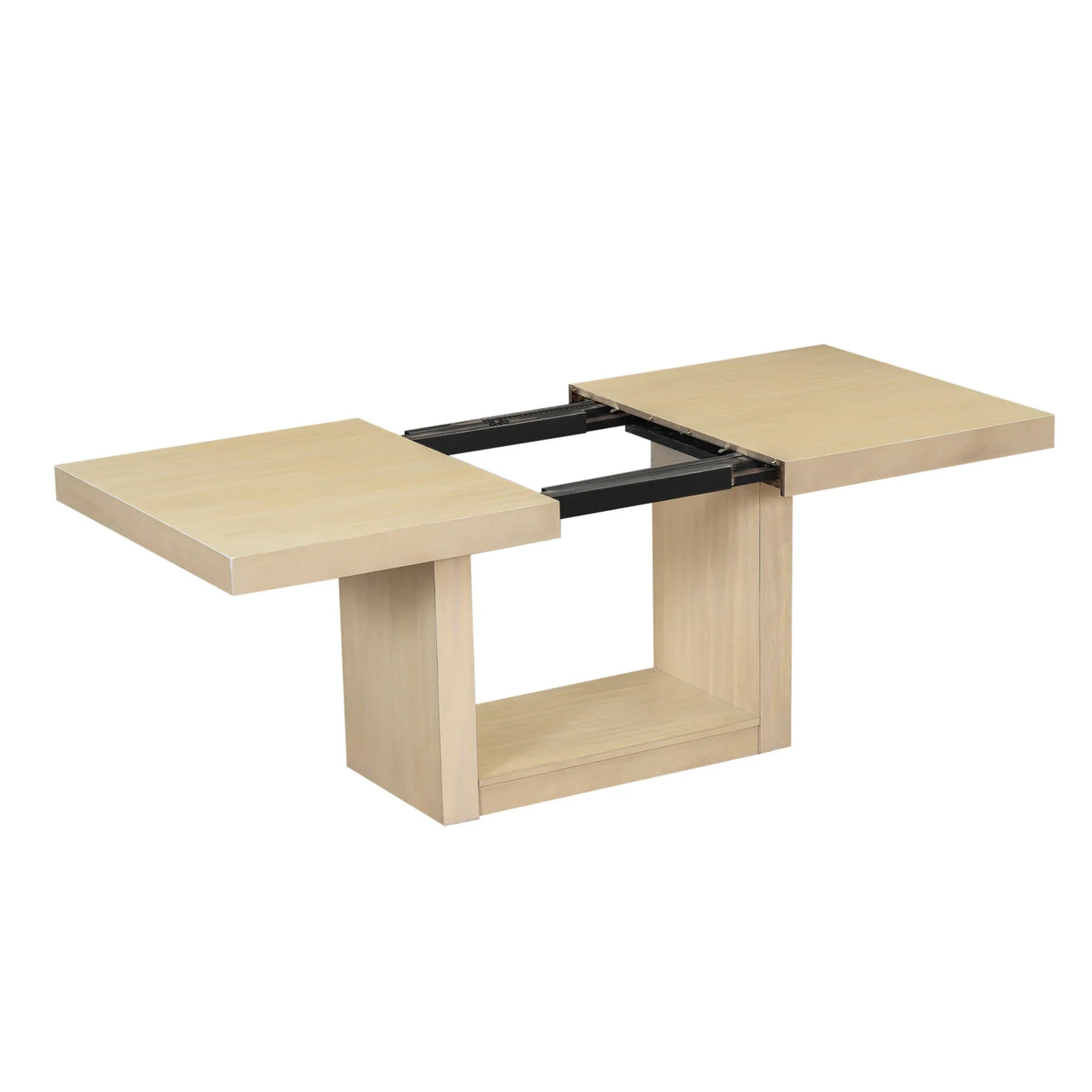 Dining Set Extendable Pedestal Table Bench And Chairs Beige - Furniture Home Direct