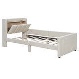 Platform Bed With Storage Drawers And USB Ports Beige - Furniture Home Direct