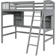 Loft Bed With Storage Shelves, Desk And Ladder - Furniture Home Direct