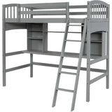 Loft Bed With Storage Shelves, Desk And Ladder - Furniture Home Direct