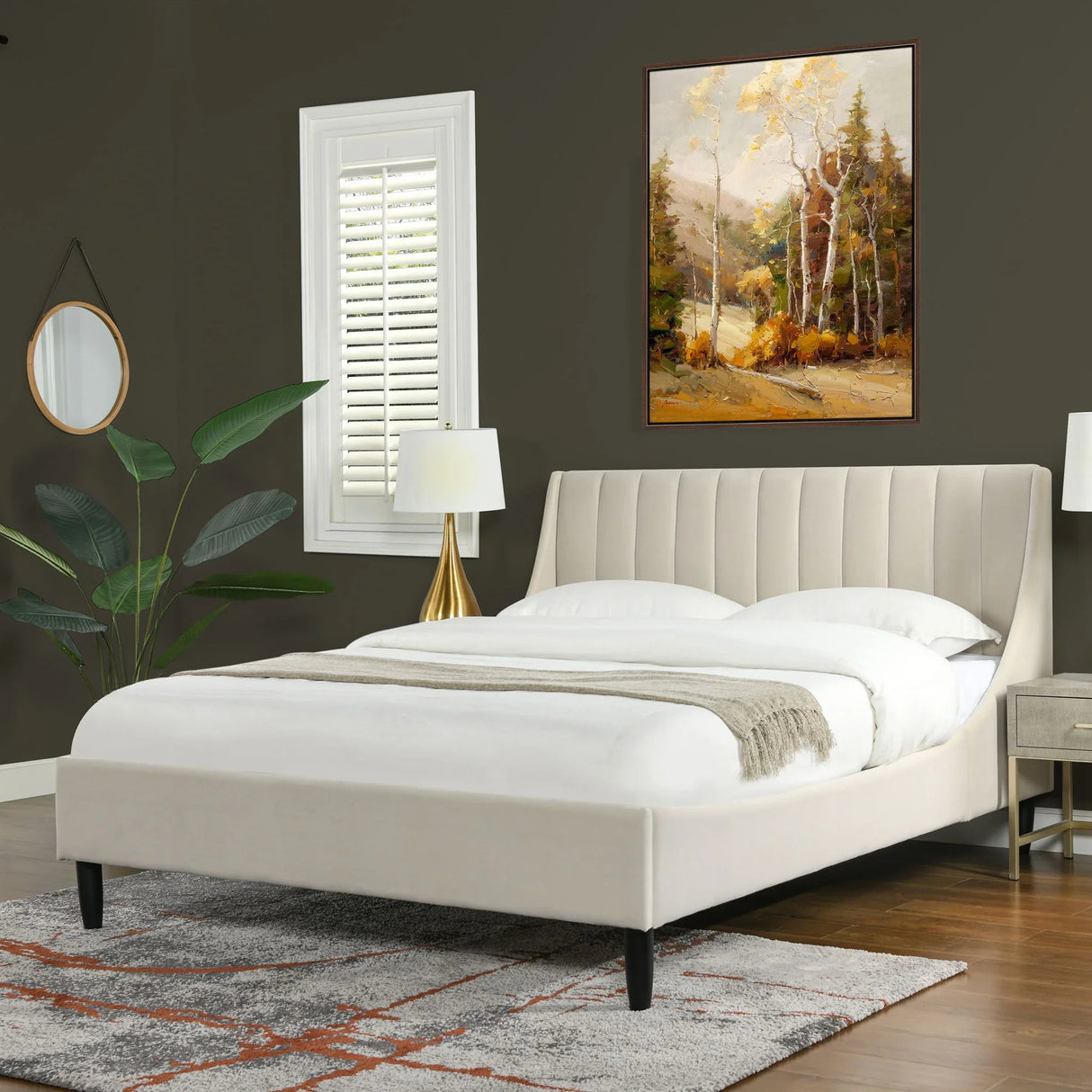 Aspen - Vertical Tufted Modern Headboard Platform Bed Set - Furniture Home Direct
