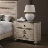 Bedroom Set 5 Piece Queen Bed Distressed Finish White Wash - Furniture Home Direct