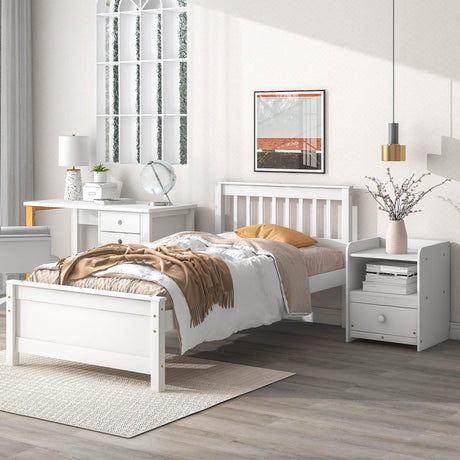 Bed With Headboard And Footboard For Kids, Teens, Adults, With A Nightstand - Furniture Home Direct