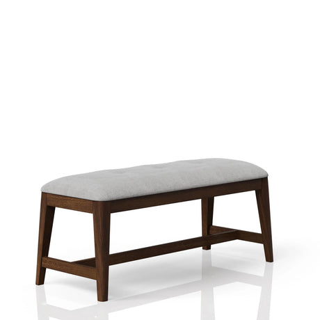 Backless Upholstered Dining Bench Mid Century Seating - Beige - Furniture Home Direct