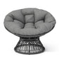Ergonomic Wicker Chair With Cloud Thick Density Cushion, 3 Proof Cover High Capacity Iron Frame Fluid 360° Swivel - Furniture Home Direct
