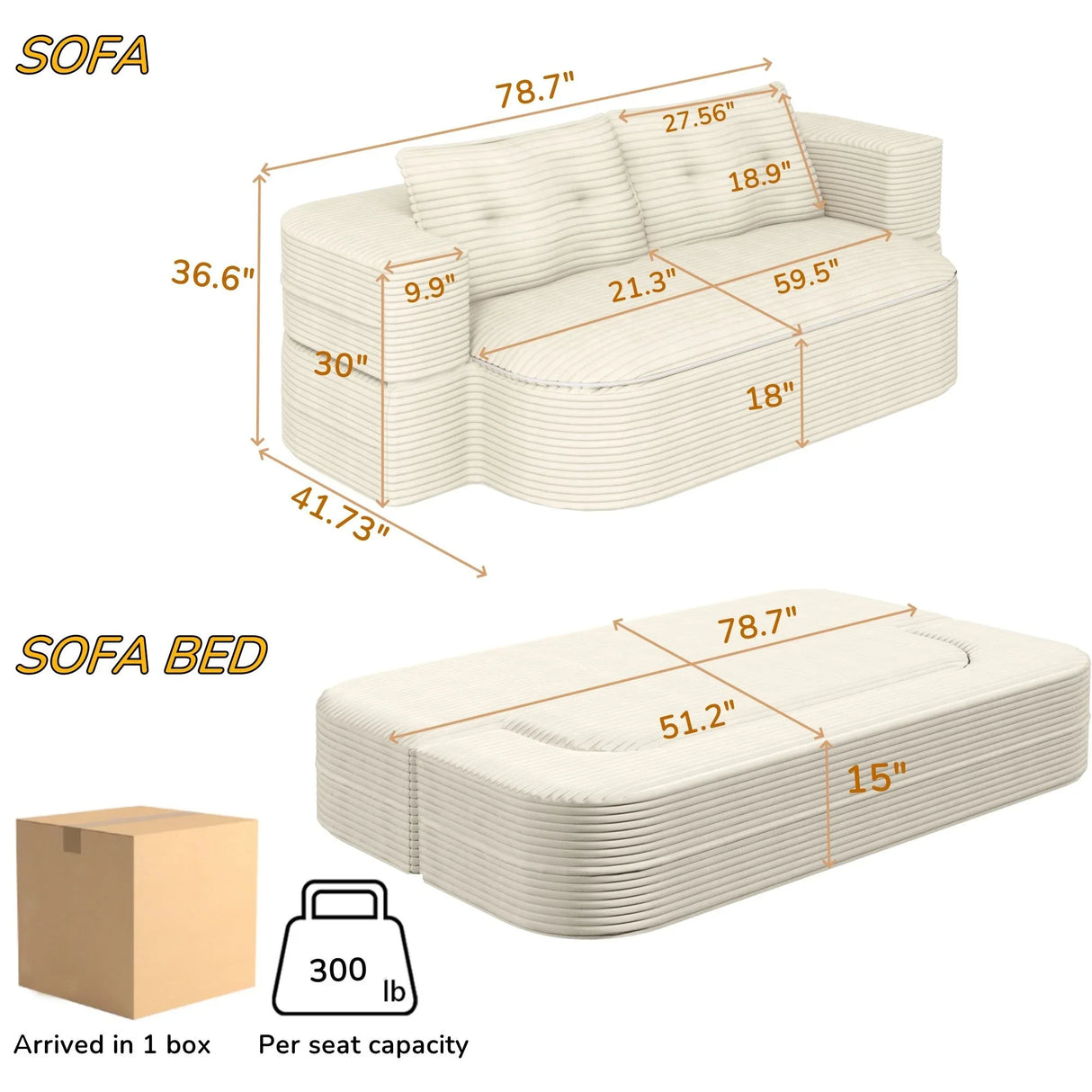 Convertible Floor Sofa Bed With Multi Functional Blanket