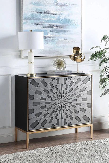 Quilla - Brass Console Cabinet - Black / Gery - Furniture Home Direct