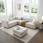 Contemporary Vertical Channel Tufted Velvet Sectional Sofa For Living Room Apartment With Ottoman And 4 Pillows - Furniture Home Direct