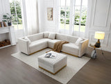 Contemporary Vertical Channel Tufted Velvet Sectional Sofa For Living Room Apartment With Ottoman And 4 Pillows - Furniture Home Direct