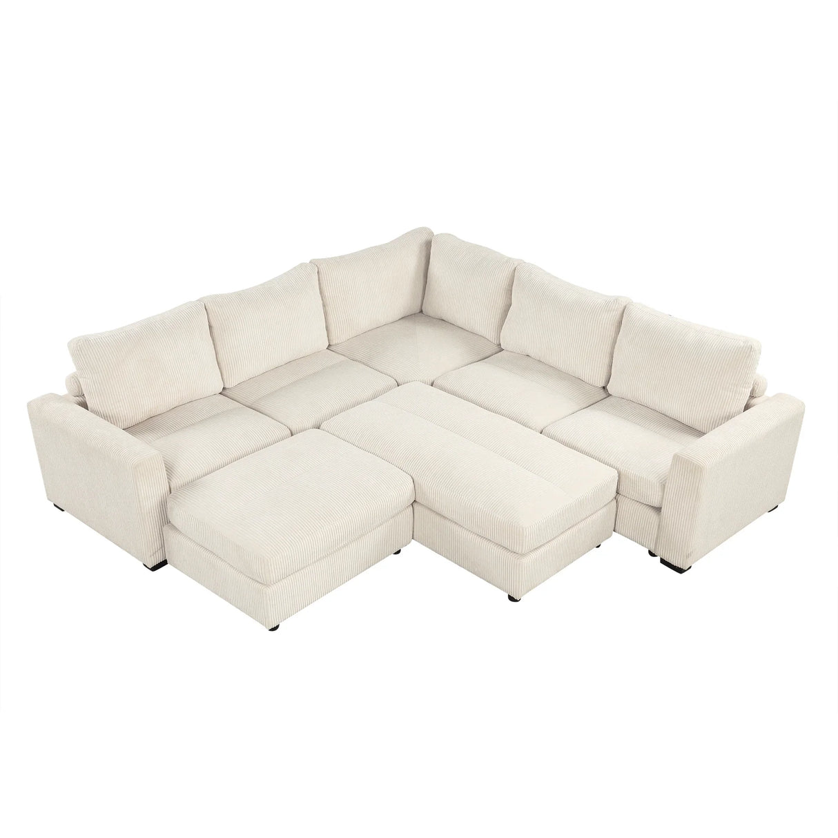 121.3" Modular Sleeper Sectional - Beige - Furniture Home Direct