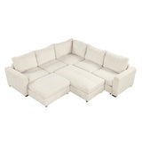 121.3" Modular Sleeper Sectional - Beige - Furniture Home Direct
