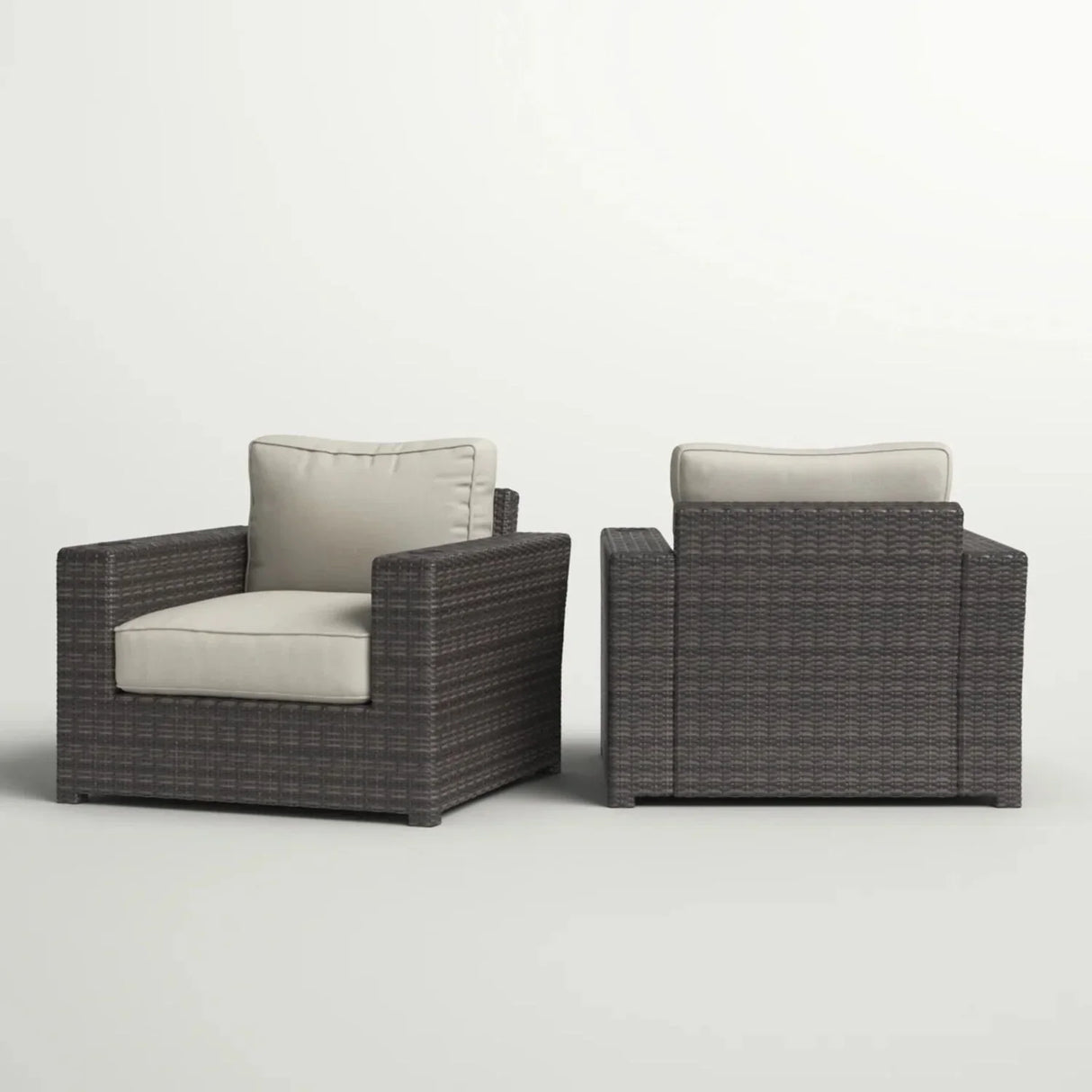 Outdoor Armchairs With Cushions (Set of 2) - Espresso / Gray - Furniture Home Direct