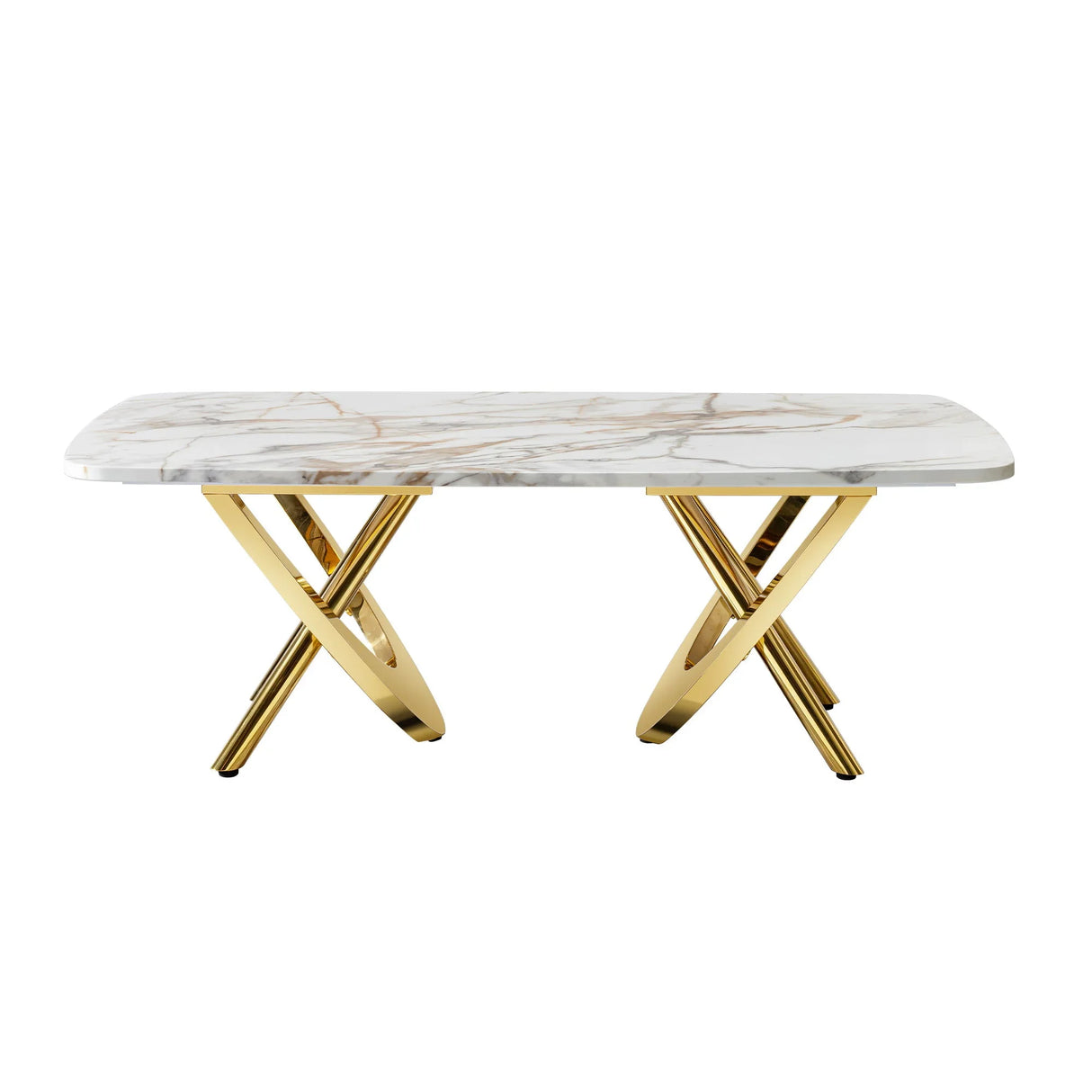 Contemporary Marble Pattern Top Table With Stainless Steel Base - Furniture Home Direct