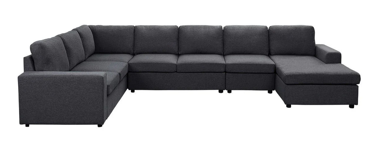 Hayden - Linen 7 Seat Reversible Modular Sectional Sofa Chaise - Furniture Home Direct