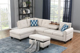 Alger - Wide Left Hand Facing Sofa & Chaise With Ottoman - Beige - Furniture Home Direct