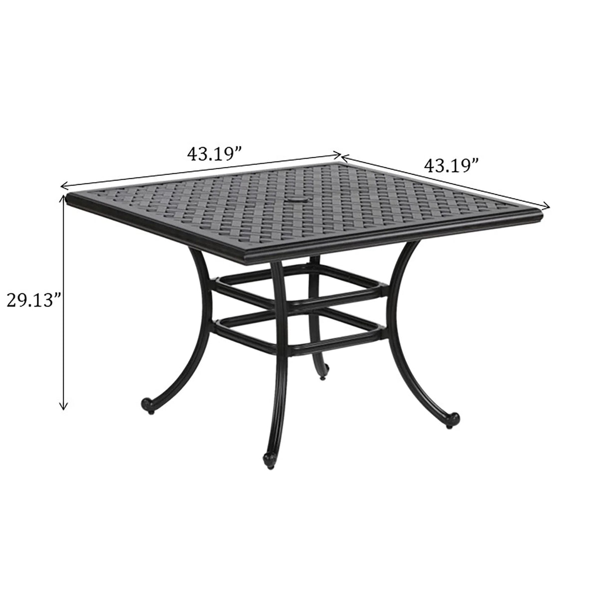 Square 4 Person 43.19" Long Aluminum Dining Set With Cushions - Furniture Home Direct