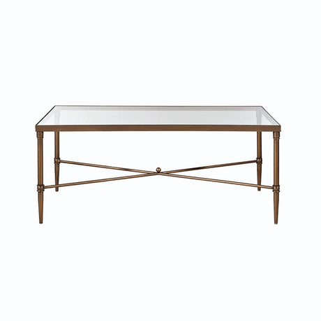 Metal Rectangle Coffee Table With Tempered Glass Top - Bronze - Furniture Home Direct