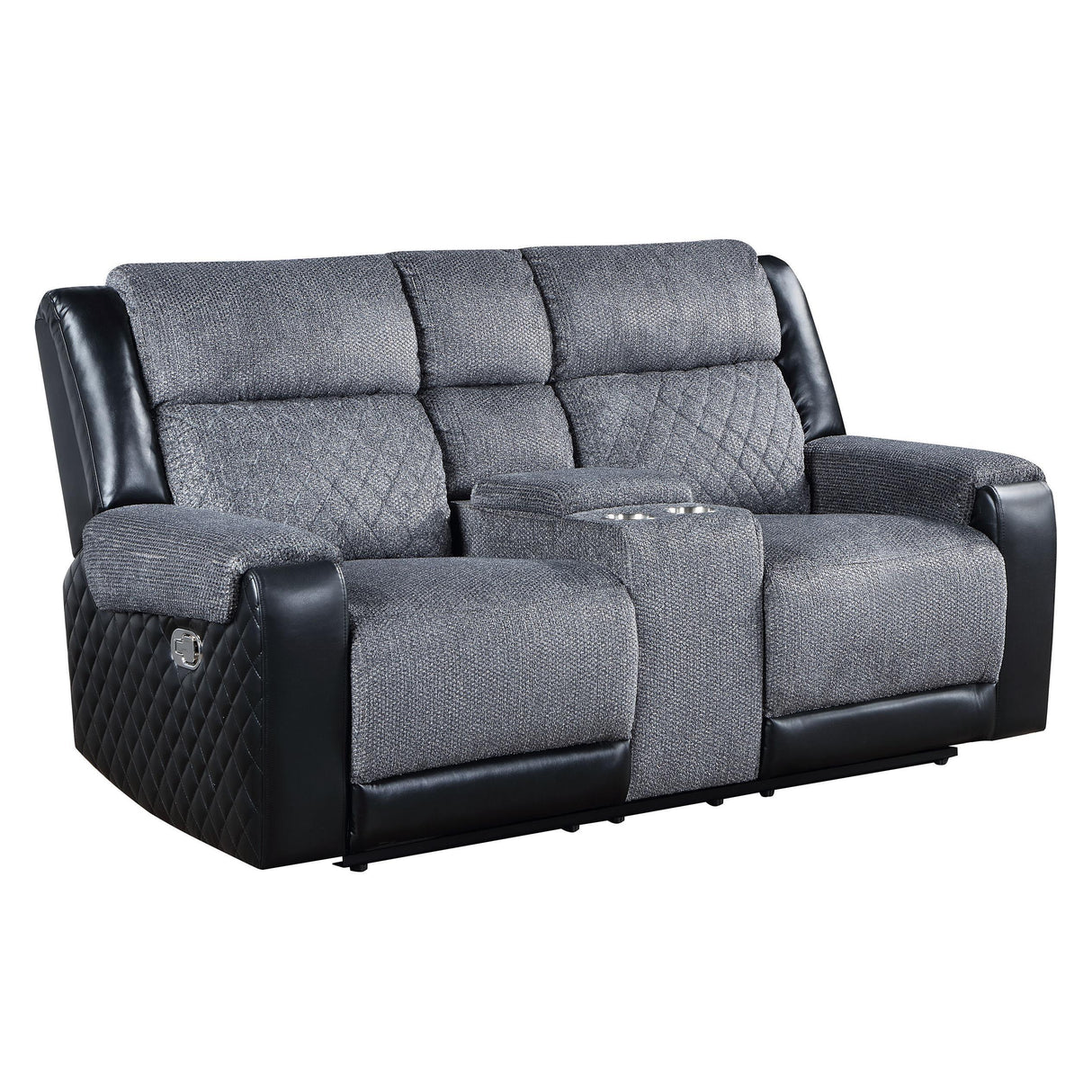 ALICIA GREY/BLACK CONSOLE RECLINING LOVESEAT - Furniture Home Direct
