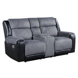 ALICIA GREY/BLACK CONSOLE RECLINING LOVESEAT - Furniture Home Direct