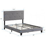 Modern Upholstered Platform Bed Frame With Button Tufted Linen Headboard And Wood Slat Support - Furniture Home Direct